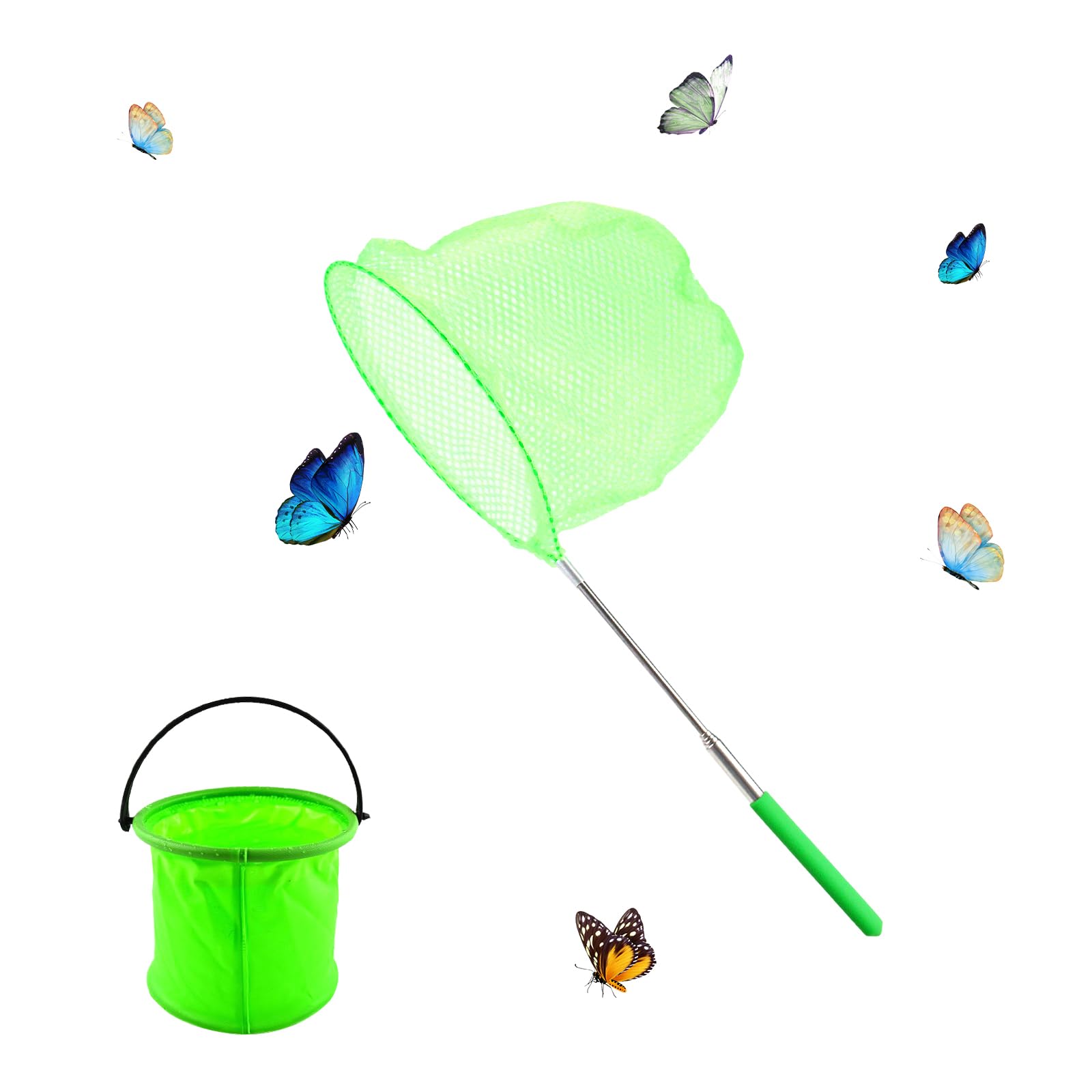 Kit Pêche Enfant 7 Pièces LEKEFETO - Lot De 7 épuisettes Télescopiques Enfants - 85 Cm - Filet Papillon Coloré Filet De Peche