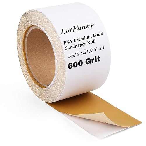 Miniatura 1 de LotFancy Rollo de papel de lija PSA de grano 600, autoadhesivo, papel de arena para Longboard con parte trasera adhesiva, 2-34 pulgadas de ancho por