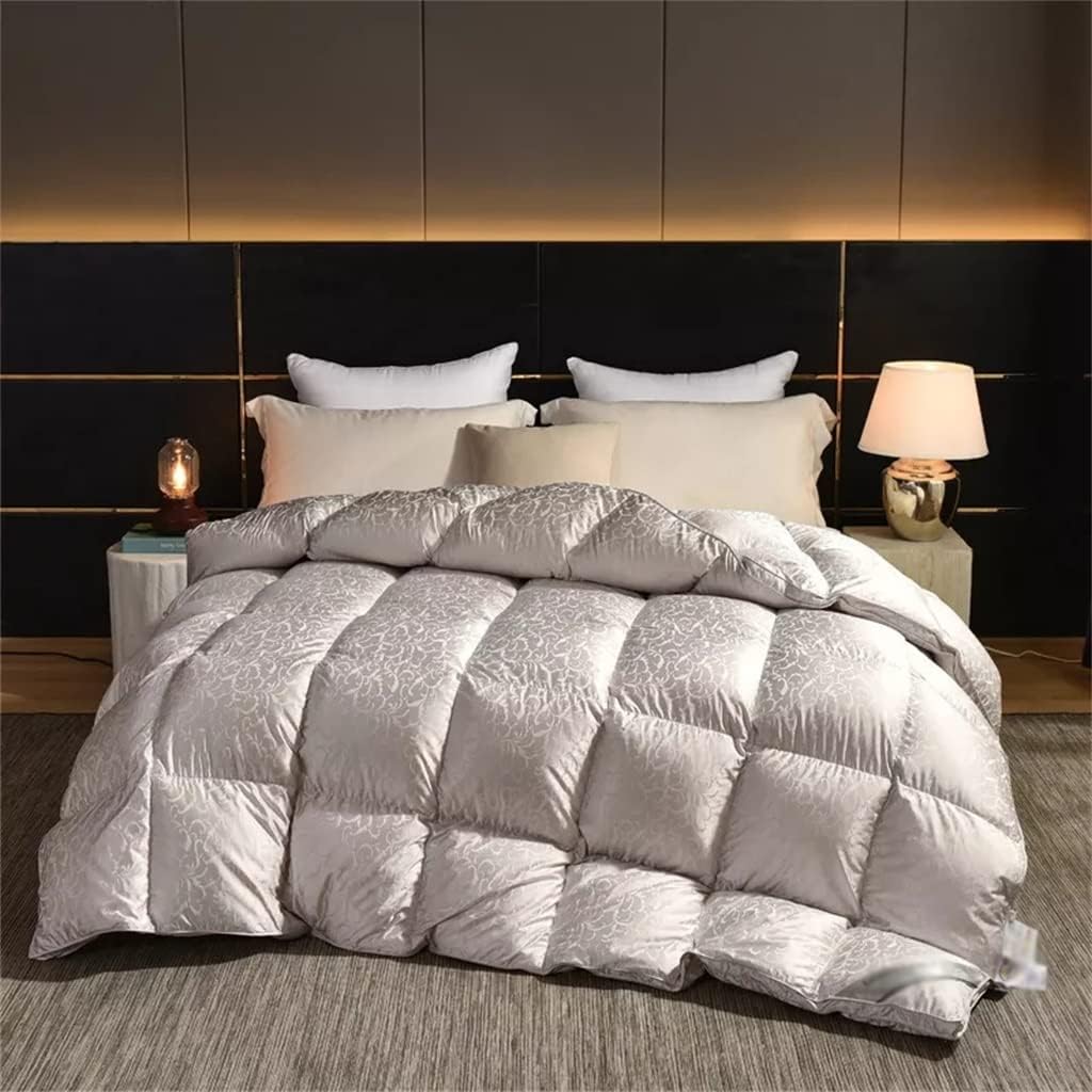 White Duck Down Quilt Down Fluffy Cozy Four Seasons Duvet Brocade Warm Queen King Quilted Comforters(220X240cm 2.75kg)
