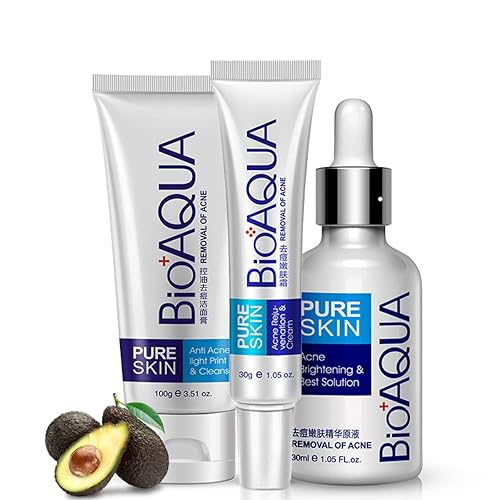 BIOAQUA 3 en 1 Cara Acné Cicatriz Eliminación de Cicatrices Manchas Aceite Crema Cicatriz Manchas Aceite Hidratante 3.53 oz+1.06 oz+1.0 fl oz