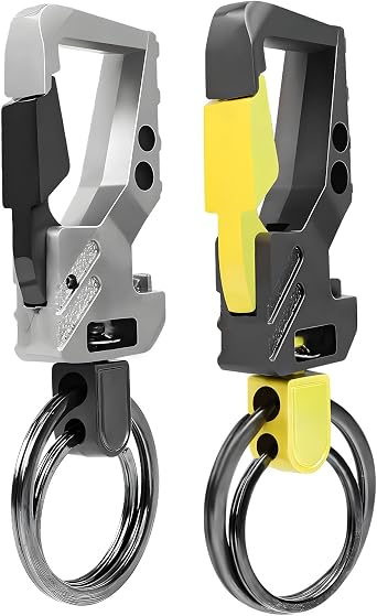 2 Pack Heavy Duty Metal Keychains Opener Clip Car Key Chains with 2 Keyrings