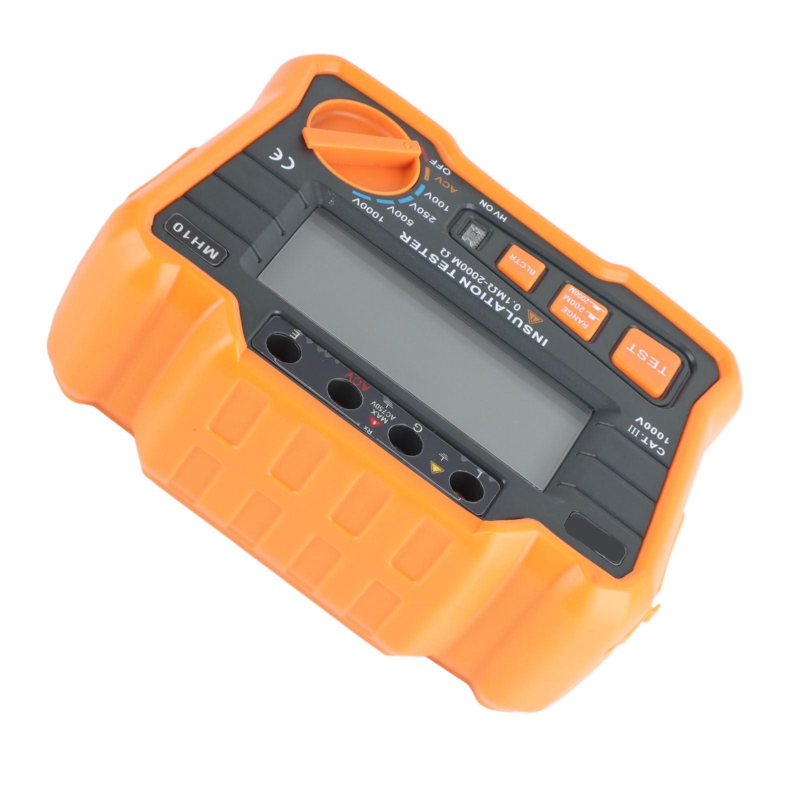Misuratore digitale Megohm Tester di isolamento Strumento di misurazione della terra elettrica con display LCD a scarica automatica e caduta per test elettrici (Arancia)