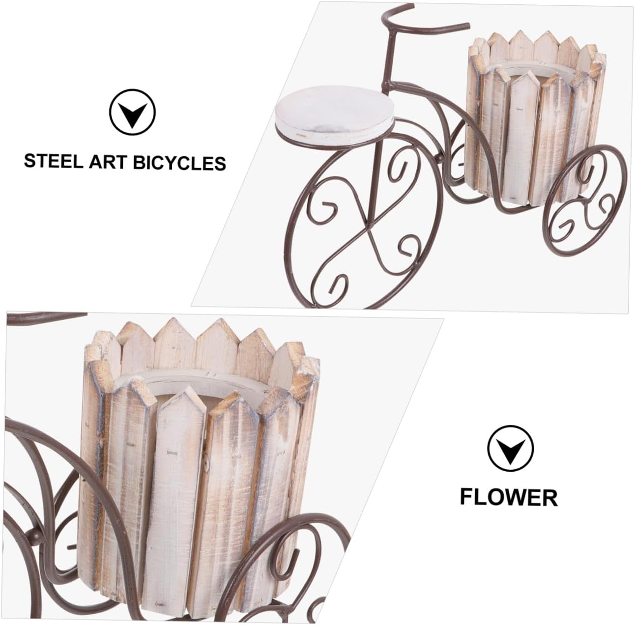 Milisten Vintage Iron Bike Plant Stand for Garden Home Decor Rustic Flower Pot Cart Holder Wrought Iron Design for Plant Display and Decoration
