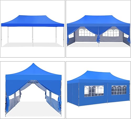 Miniatura 8 de Diophros Tienda de campaña emergente para exteriores, cenador portátil con 6 paredes laterales extraíbles, toldo resistente al agua, 10 x 20