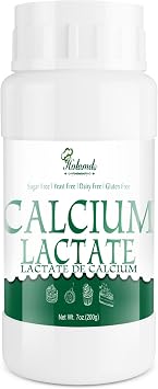 200g Calcium Lactate Powder, 100% Pure Food Grade Calcium Lactate for Keeping Shape of Food, Helps Neutralize Food Acidity, Suitable for Dairy Products, Breads, Pastries, Baking, Gluten-Free & Vegan