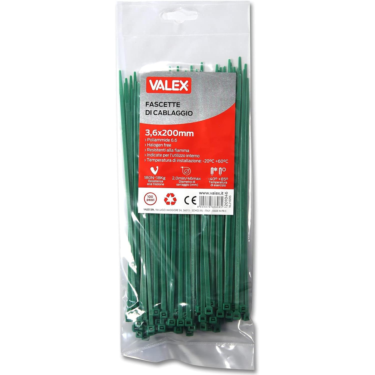 Fascette di cablaggio verdi Valex