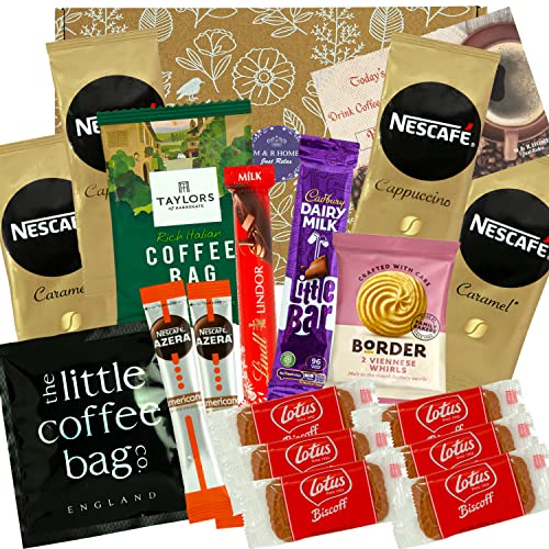 Coffee Lovers Hamper Gift for Men with Coffee, Luxury Biscuits & Chocolate – Mother’s Day Gift – Food Hampers For Couples, Get Well Soon, Thank You Teacher Gift, Birthday present Women, Christmas