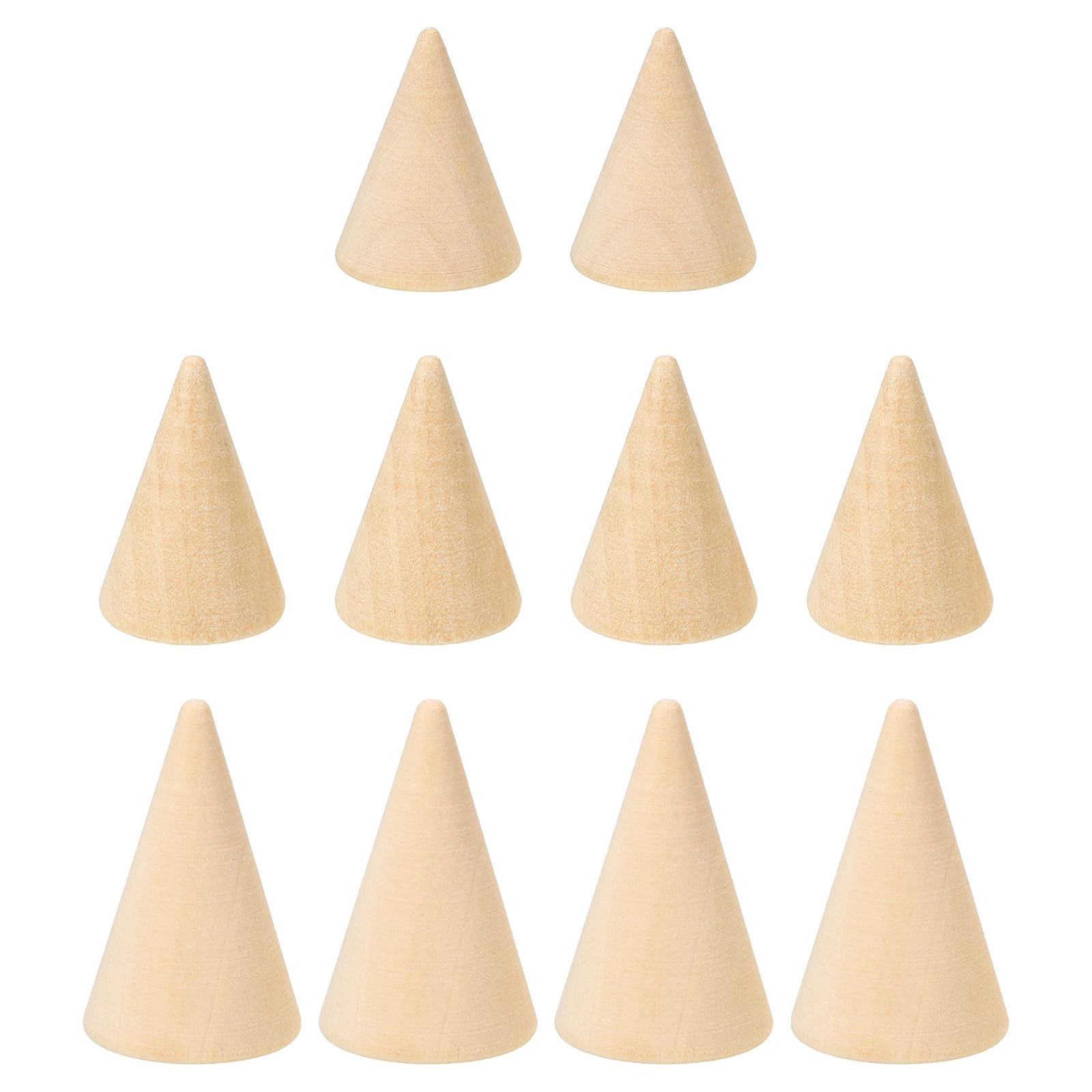 PATIKIL Natural Wood Cone Ring Holder