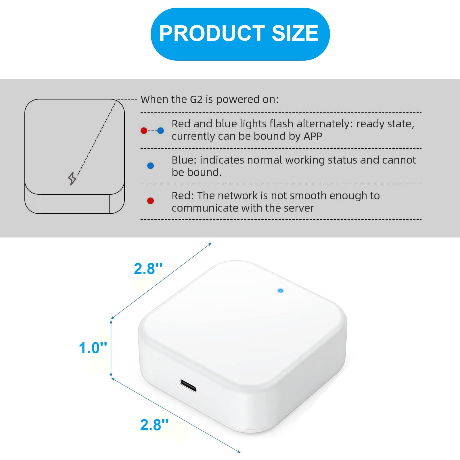 Gateway Wi-Fi Gateway Gateway Bluetooth per TTLock, Bluetooth Keyless Entry Serratura elettronica Wi-Fi Bridge, Hub G2, Telecomando Smart Fingerprint Lock, Lavora con controllo vocale Alexa