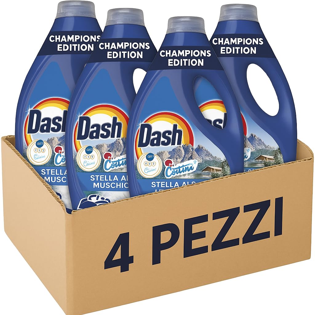 Detersivo Liquido Lavatrice 4x60 Lavaggi – Champions Edition – Fragranza Stella Alpina e Muschio Bianco – Pulizia Profonda, Freschezza Intensa e Colori Brillanti anche a Basse Temperature