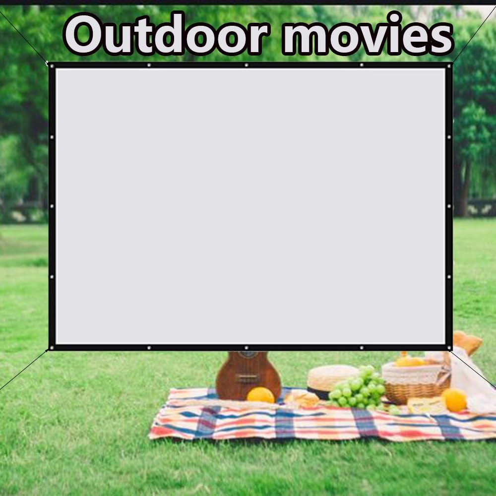 Pieghevole Telo Proiettore Anti Rughe 100" 120" Grande Schermo Proiettore, Doppia Faccia Schermo Cinematografico Lavabile per All'aperto Esterno(84 inch)