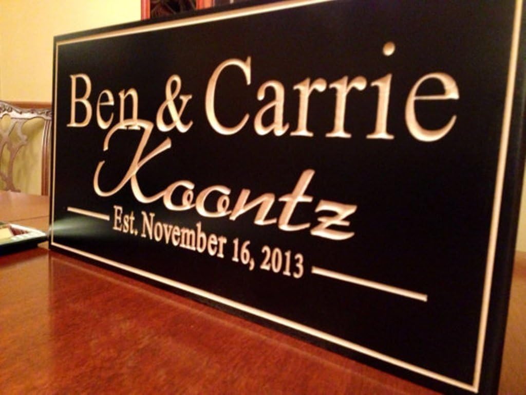Personalized Family Name Sign, Marriage Sign Custom Wedding Gift Custom Wood Sign Carved Sign, 9 x18