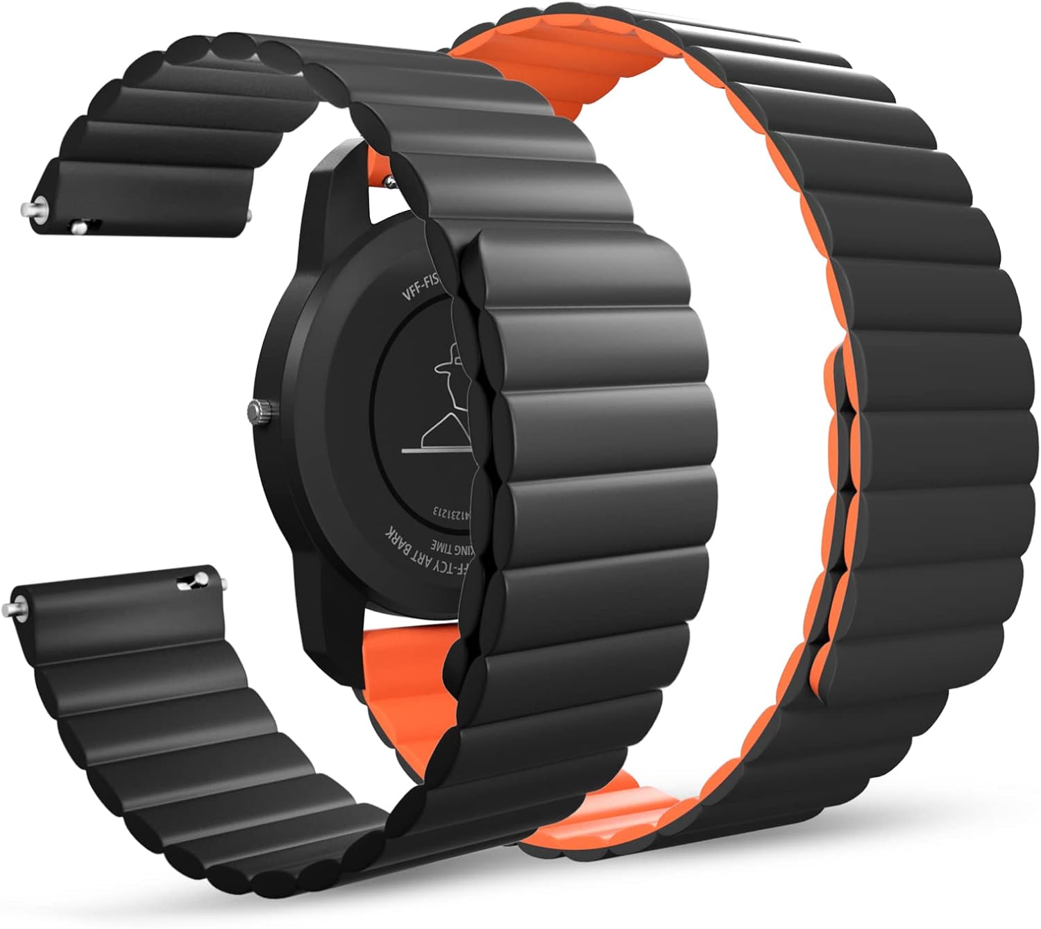 Silione Magnetic Watch Band 22mm - Quick Release Smart Watch Strap Replacement Smartwatch Bands for Men Women Compatible with Galaxy Watch 4 Active 2 Gear S3 Vivoactive 3 Venu Sq Fenix 5, Pack of 2