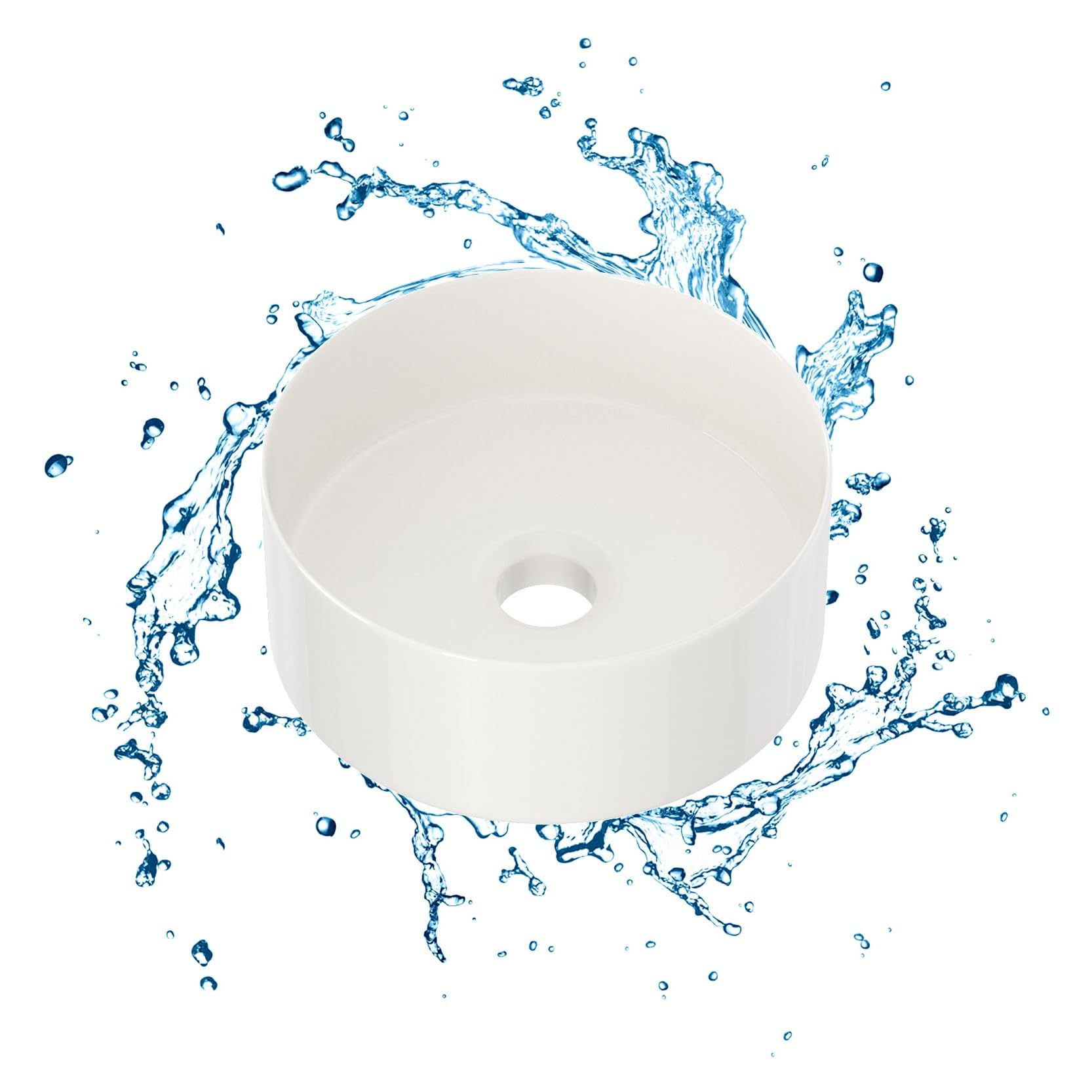 Lavabo rotondo, piccolo lavabo da appoggio, lavabo a mano in elegante design facile da pulire, per bagno e WC degli ospiti (bianco lucido, 31 x 31 x 11 cm)