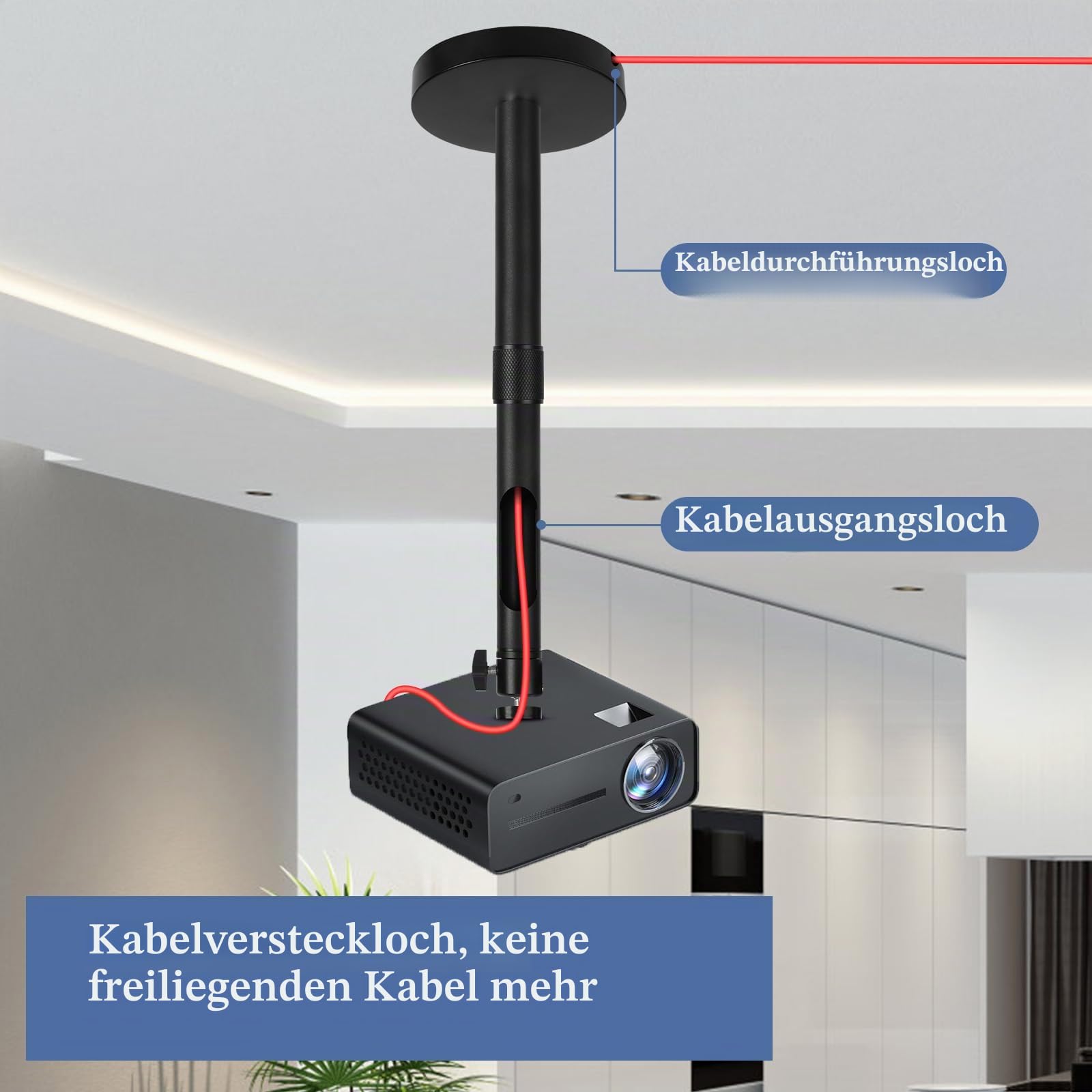 Dadabig Universal Deckenhalterung für Beamer Projektor-Wandhalterung Aluminiumlegierung 360° Schwenkbar bis 4Kg Deckenabstand 20-40cm Schwarze mit 5X Gewinde Universal Adapter
