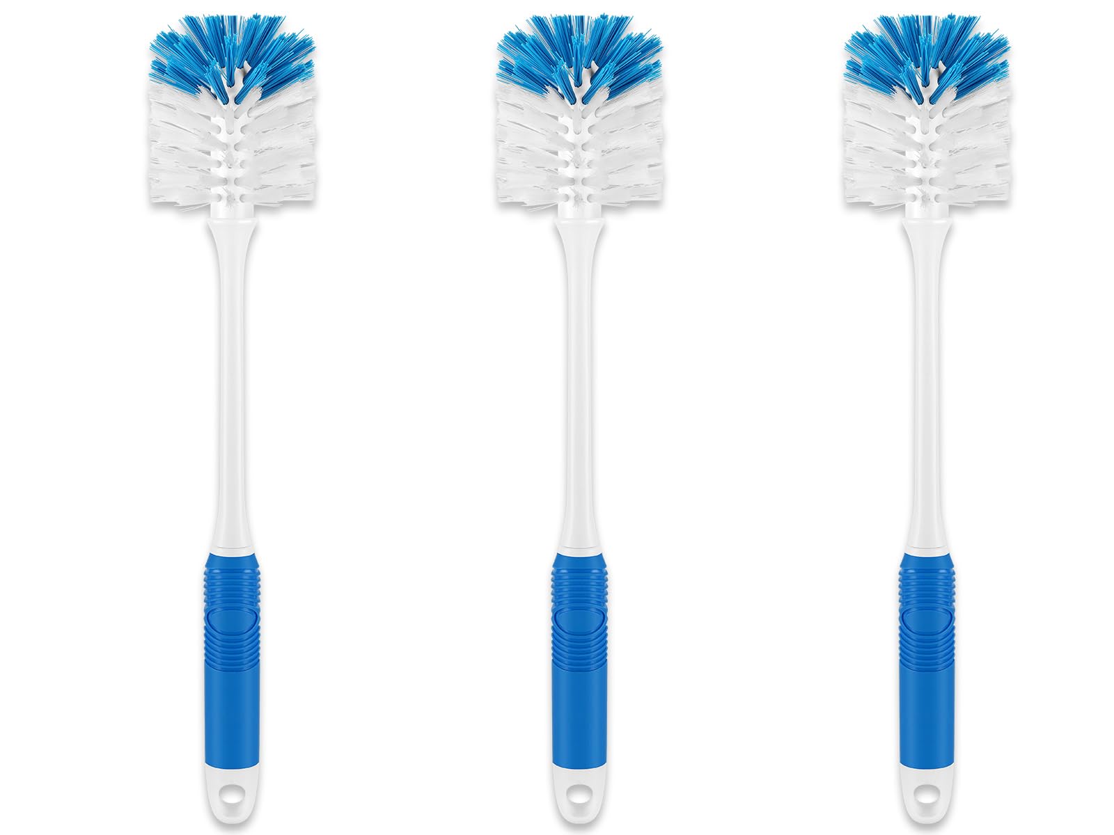 Bottle Brush Cleaner, Long Handle Bottle Brush with Dual Bristles for Water Bottles, Glassware, Mugs, Sports & Baby Bottles Cleaning, Blue 3 Pack