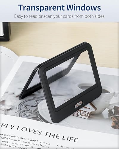 Miniatura 2 de Uniclife Paquete de 3 portatarjetas de identificación con ventanas de doble cara, funda de plástico duro horizontal, bolsa protectora de tarjetas