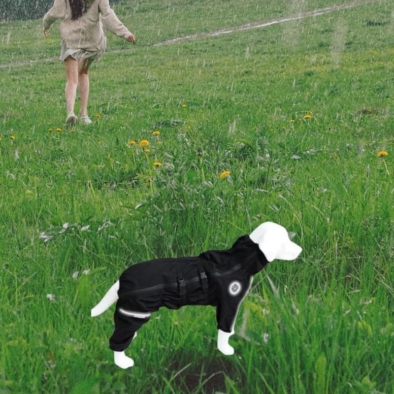 Abrigo de invierno para perros, ropa para perros, traje de nieve, ajustable, impermeable, para paseos al aire libre, chubasquero, chaqueta para perros pequeños (negro, L)
