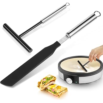 Crepes Distributor and Spatula Set of 2 Stainless Steel Crepe Dough