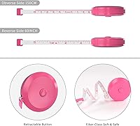Vista 3 de DiCUNO 60-Inch 1.5 Meter Soft Retractable Measuring Tape, Pocket, Body Tailor Sewing Craft Cloth Tape Measure (8 Colors Package)