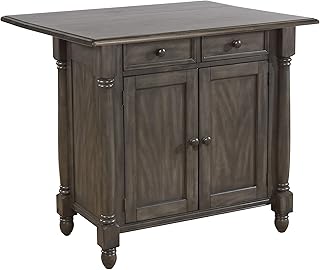 Sunset Trading Shades of Gray Kitchen Island, Two Door | Two Drawers, Weathered Grey