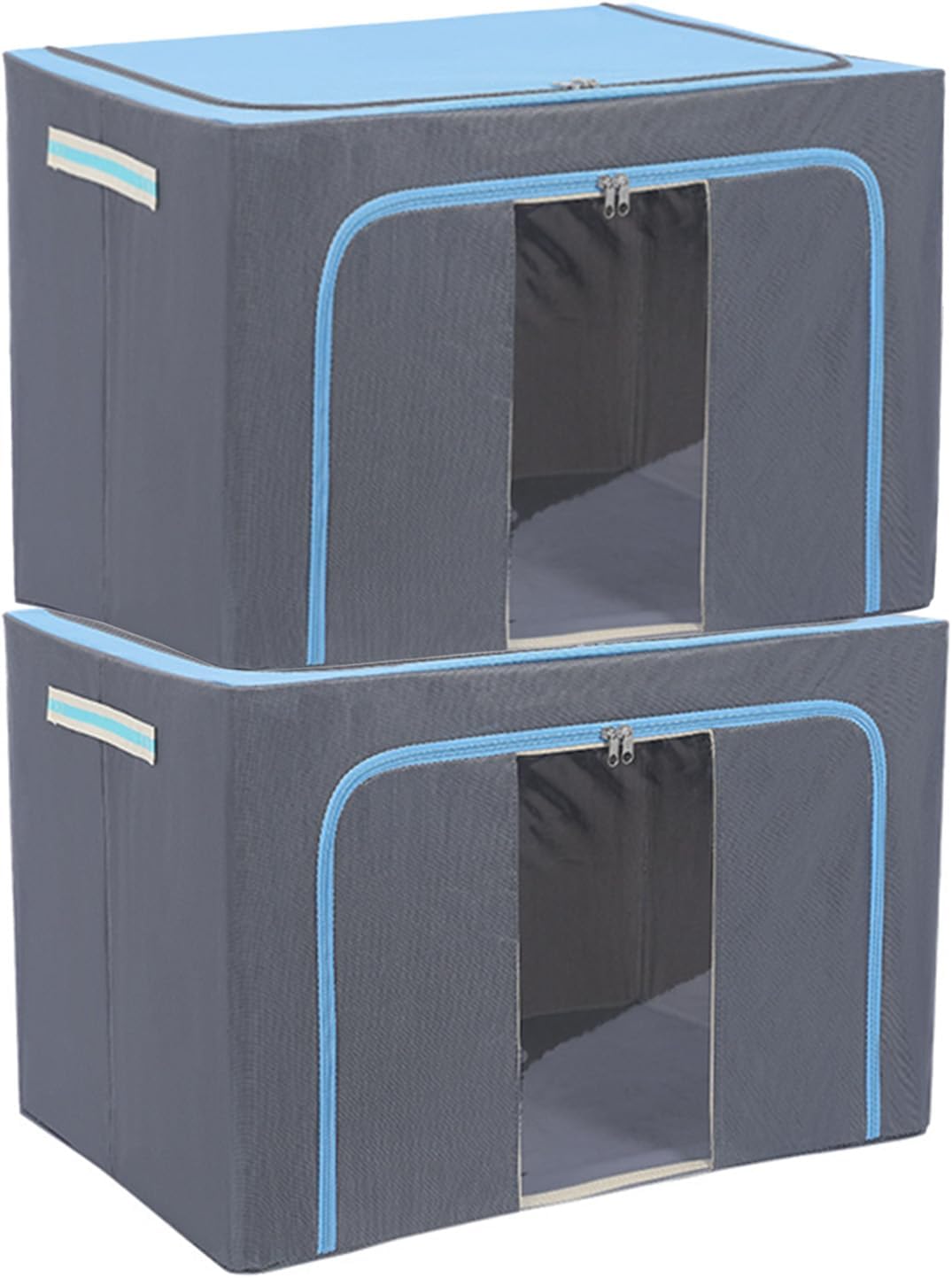 SepKus Under Bed Storage Containers, 2 Pack Underbed Closet Storage Organizer System, Moving Bags with Clear Window and Reinforced Handles for Bedding Pillows Blanket Clothes