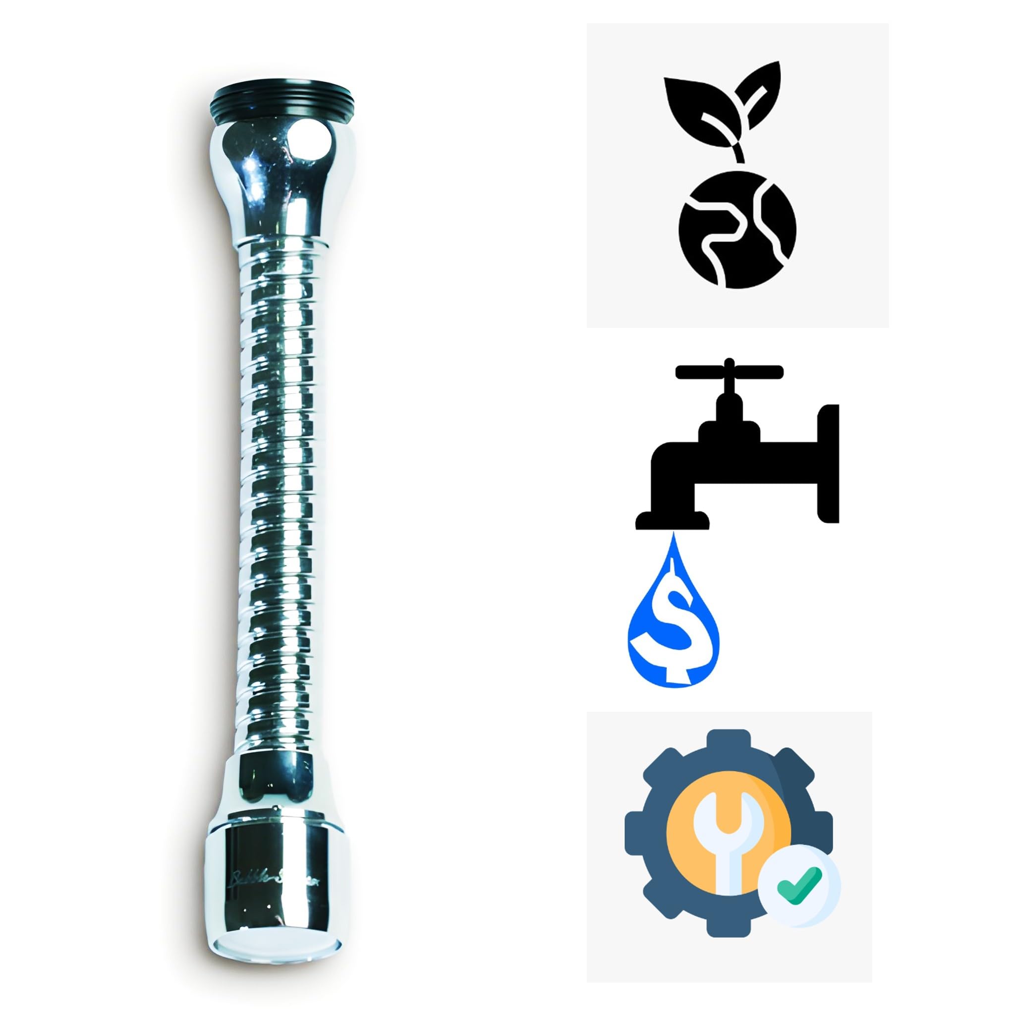 BricoLoco Adaptateur robinet avec rallonge et filtre aérateur économiseur de cuisine, évier ou lavabo, universel filetage mâle M-24 x 100 ou femelle H-22 x 100 (2)