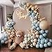 Dusty Blue Brown Balloon Garland Double Stuffed Blue Tan White Sand Grey Latex Neutral Balloon Arch Kit For Teddy Bear Baby Shower Boho Birthday Gender Reveal Party Decoration