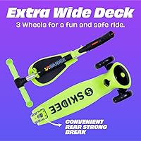 Vista 40 de SKIDEE Kick Scooters for Kids Ages 3-5, Adjustable Height Foldable Scooter with Removable Seat, 3 LED Light Wheels, Rear Brake, Wide Standing Board