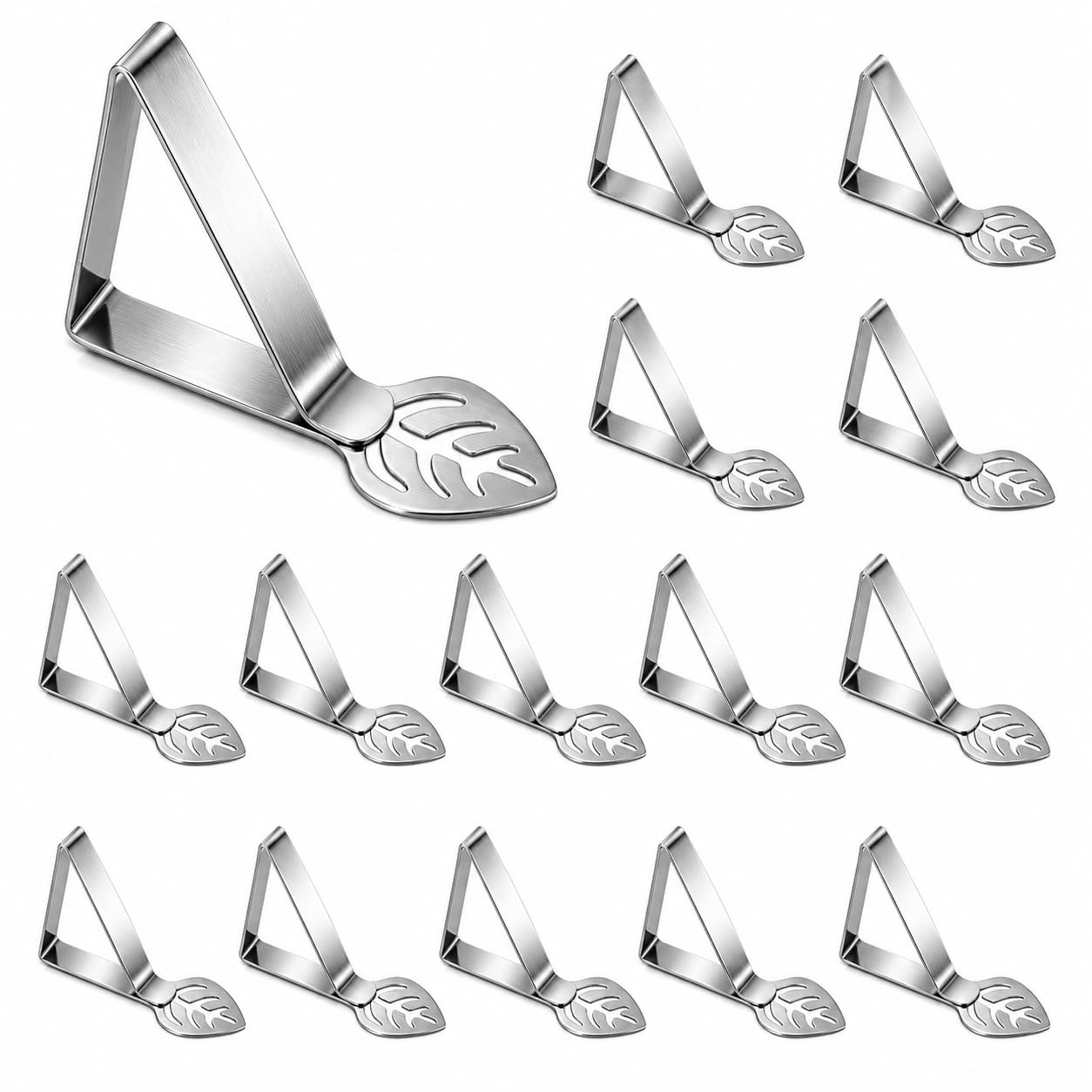 15PCS Table Cloth Clip, Leaf Shape Table Cloth Clips for Outside Table, Table Clips for Table Cloth, Decorative Stainless Heavy Duty Steel Table Clips for Parties, Weddings, Camping and Indoor Use