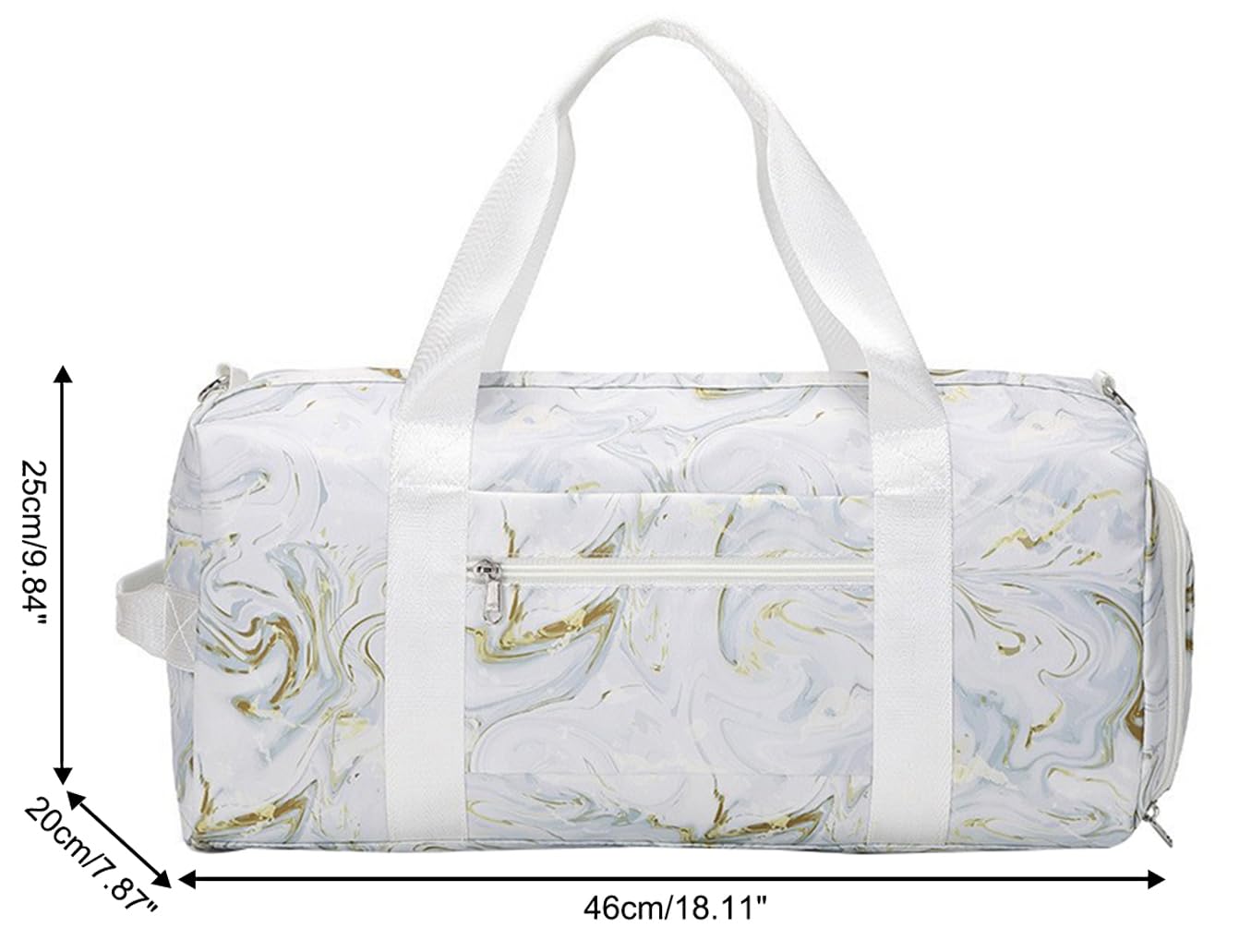 SellerFun Teens Women Travel Bag Girls Gym Duffle Bag Sports Ballet Bag with Shoe Compartment(White Marble Pattern,23 Liters) - Image 2