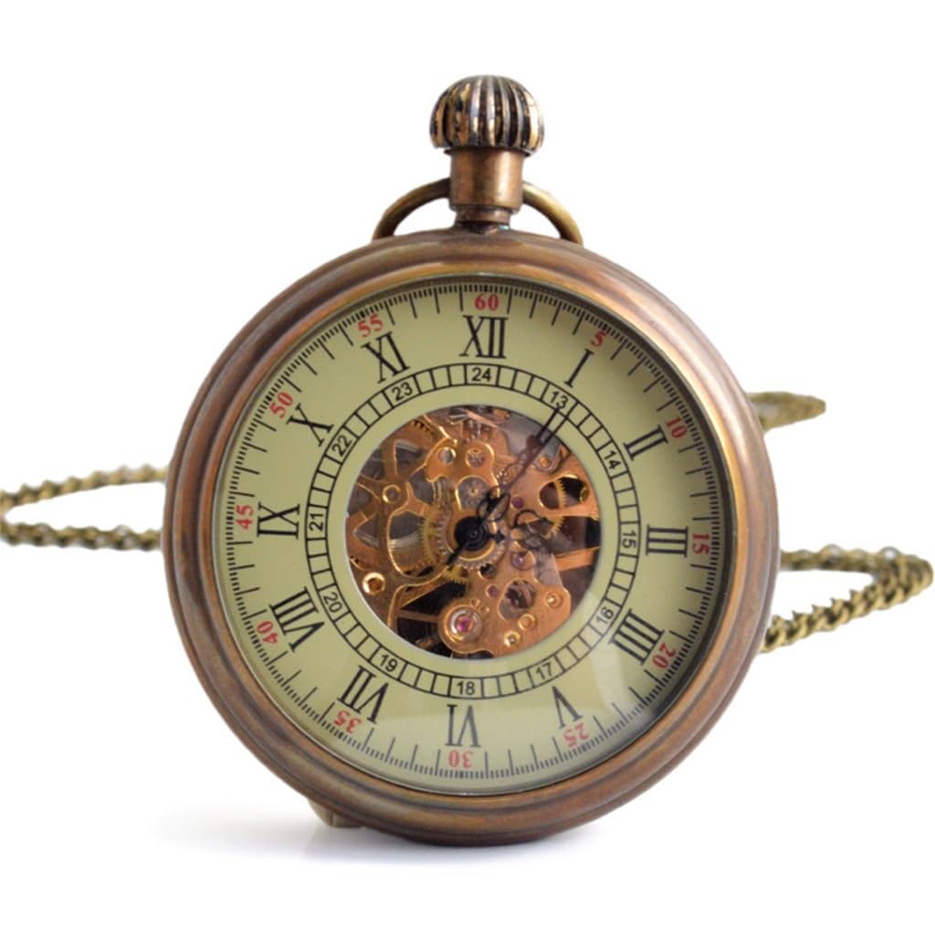 Montre de poche mécanique universelle vintage avec chaîne de pull pour homme et femme