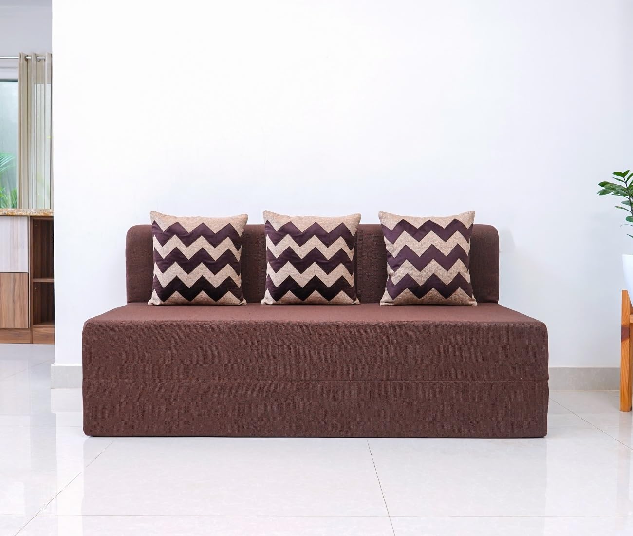 uberlyfe 3 Seater Sofa Cum Bed | Jute Fabric Washable Cover | 3 Cushions Beige Zigzag Pattern | Malt Brown | 6.5 X 6 Feet (B0CTH3Q6F7) Amazon Price History, Amazon Price Tracker
