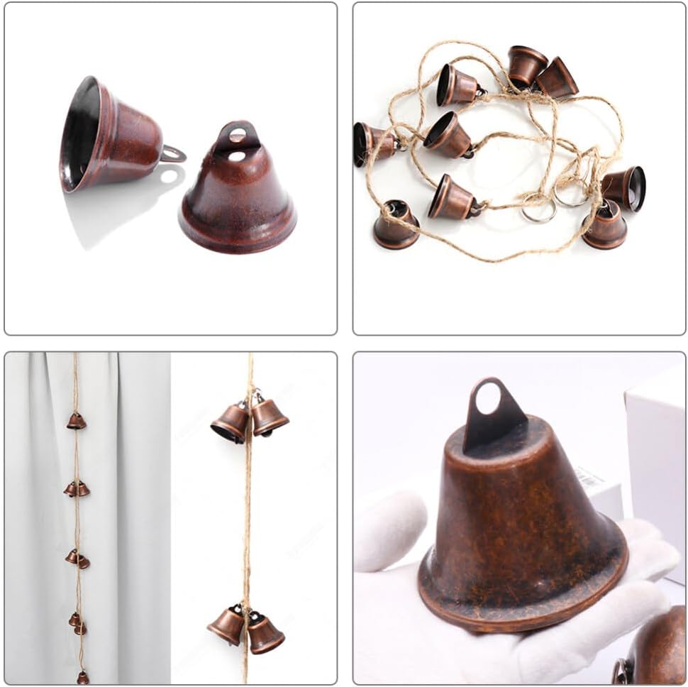 10Pcs Jingle Bells for Crafts, Vintage Metal Bells Mini Craft Bells for Wedding Doors Dog Collar Jewelry Sewing Christmas Decoration (1.17 X 1.17 Inches)