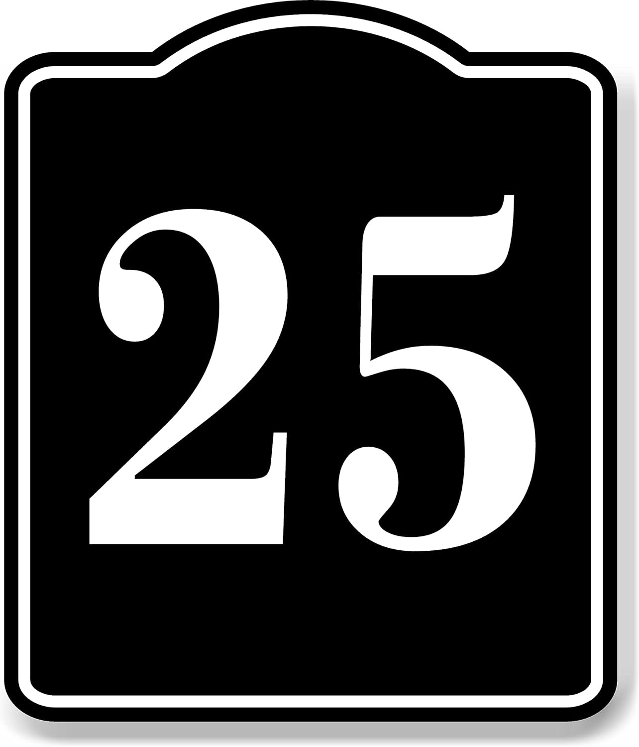 25 Bay Garage Door Plate Field Lane Gate Number BLACK Aluminum Composite Sign, 8.5x10