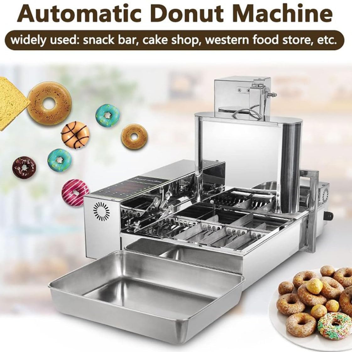 Máquina automática de donas, freidora digital con ajuste de temperatura, 110 V