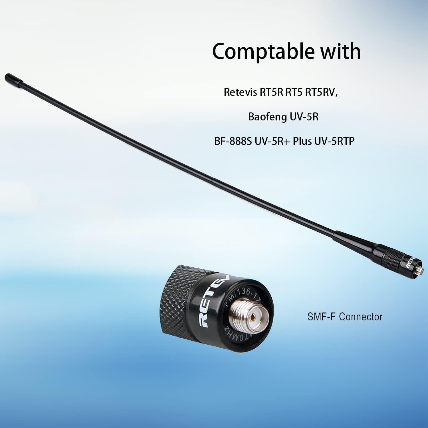 Retevis RHD771 Antenna SMA-F Doppia Banda UHF/VHF per Walkie Talkie RT5 RT5R RT5RV RT6 RT7 RT21 H777 Baofeng UV-5R BF-888S (2 Pezzi)