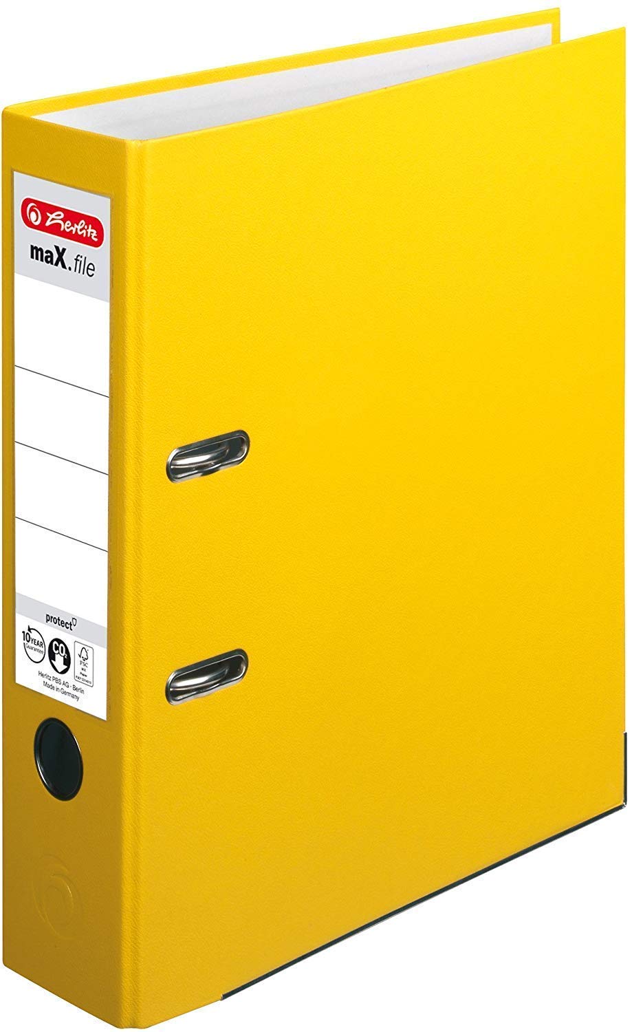 Herlitz Ordner maX.file protect A4 8cm PP-Kunststoffbezug/Papier hellgr.besch. [ Grundfarben ] 5 Farben | schwarz, rot, gelb, grün und blau (8cm Protect, Grundfarben, 10er Pack)