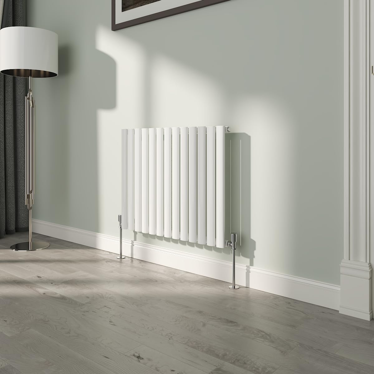 NRG White Oval Radiator Horizontal 600x767mm Single Panel Central Heating Radiators Perfect for Bathrooms Kitchen Living Room — image 1