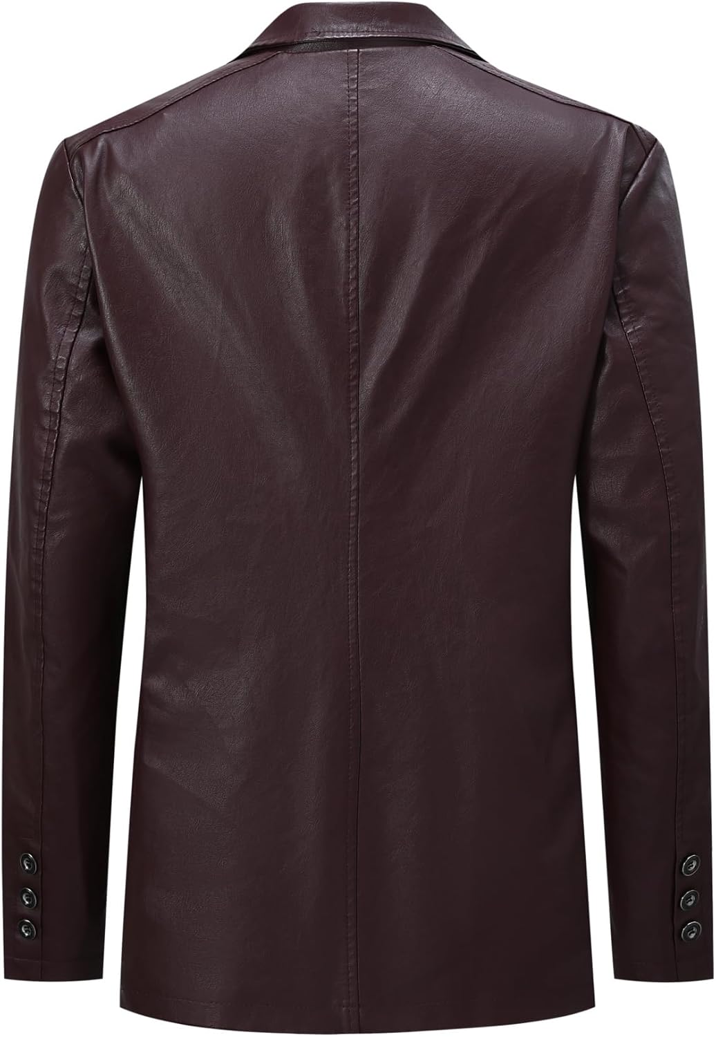 Cloudstyle Men's Leather Jacket Coat Notched Collar Vintage Casual Blazer