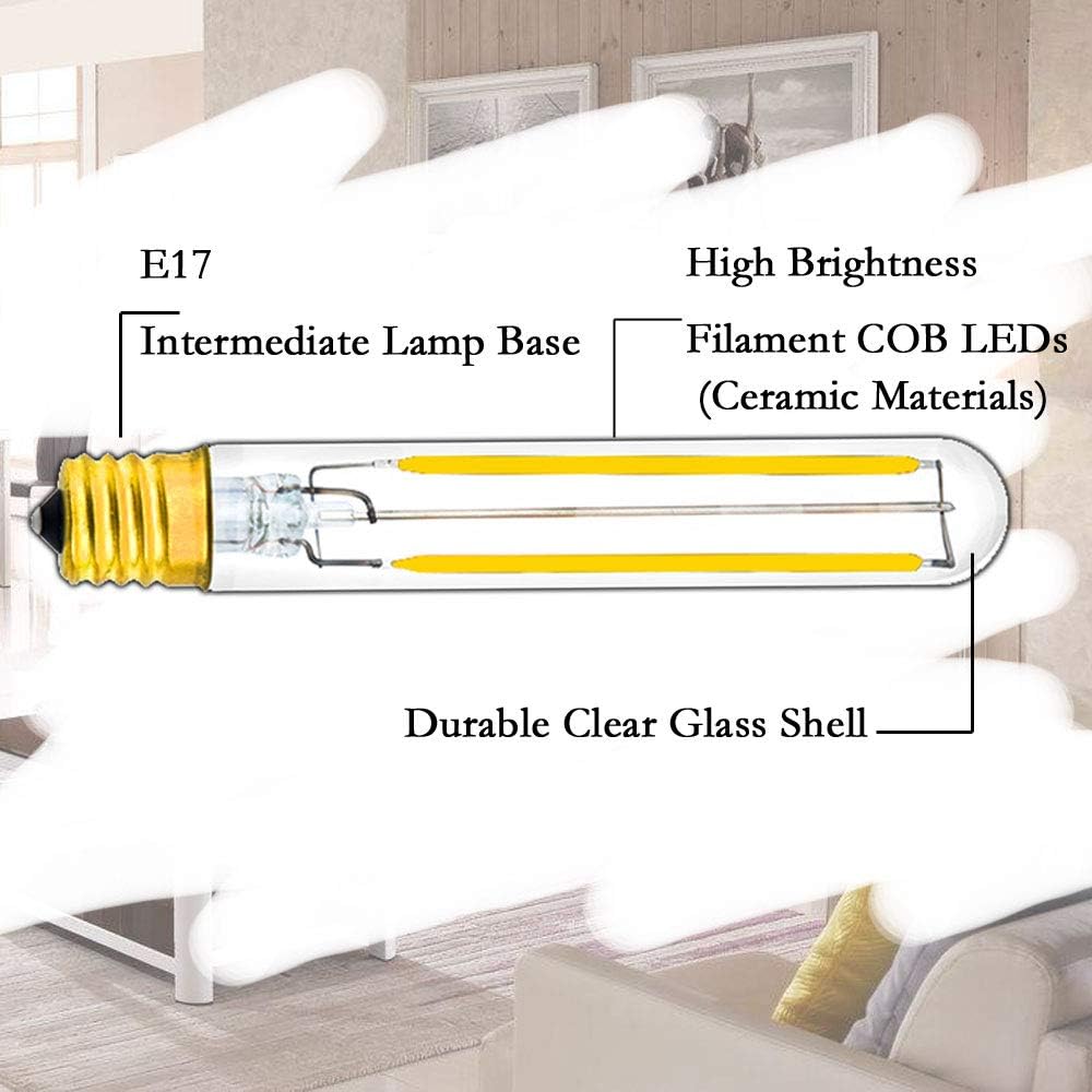 🛒 Crazy Deals Klarlight Vintage Tubular Light Bulb 4W T6.5 E17 LED Exit Light Bulb, 40W E17 Incandescent Equivalent, E17 Intermediate Base LED Edison Filament Bulb for Retro Lamp Fixture Chandelier Display Showcase