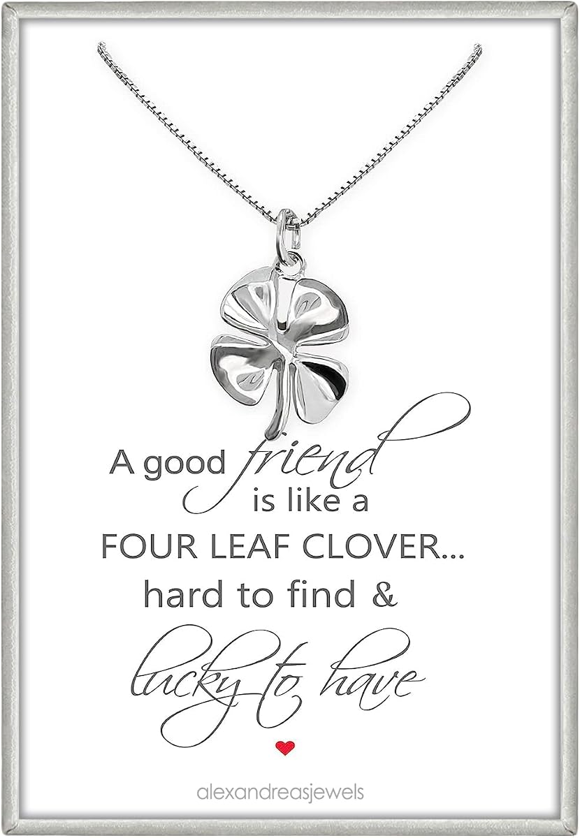 Sterling Silver Four Leaf Clover Necklace, Small Clover Leaf Necklace, Best Friend Gift Necklace, Clover Necklace for Women, 18 inches