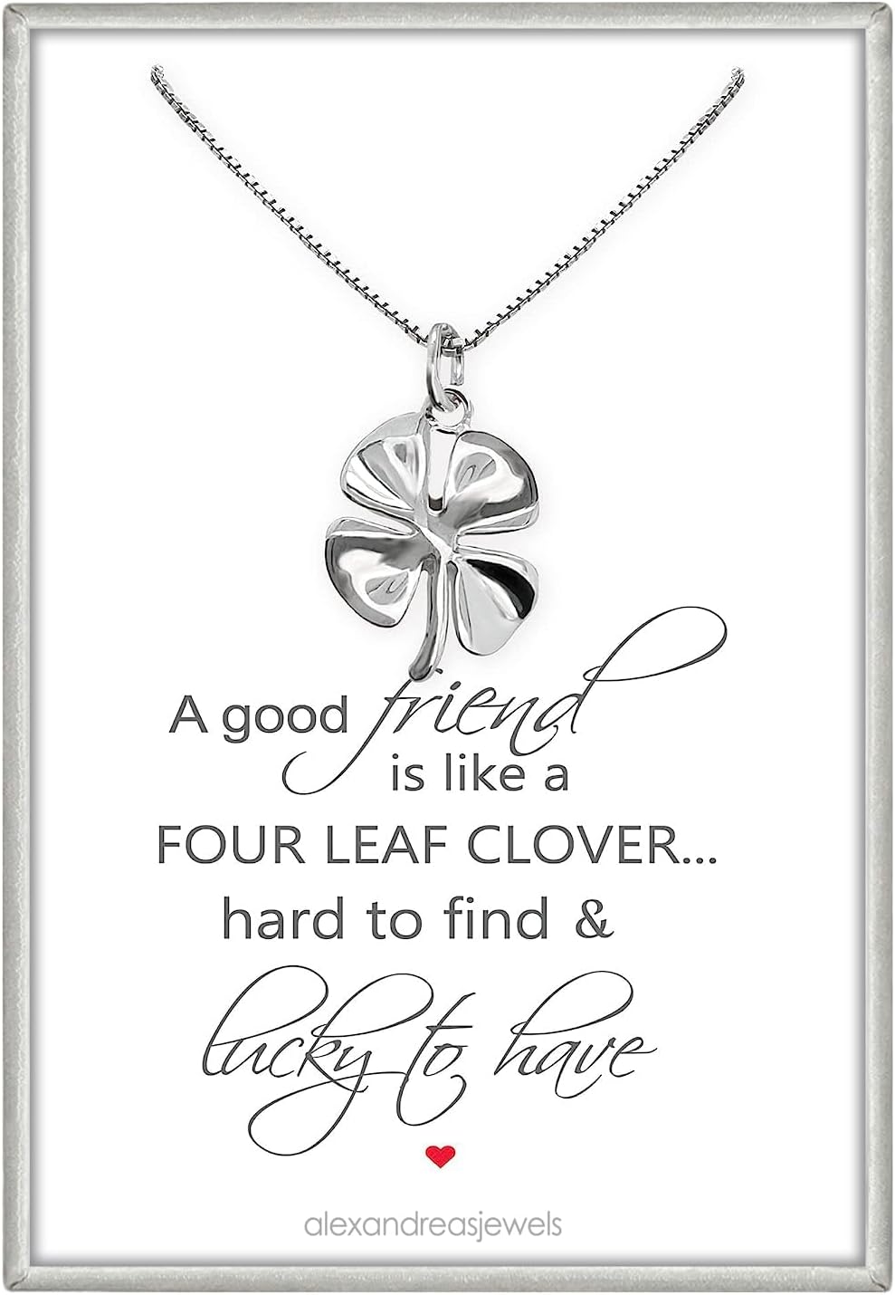 Sterling Silver Four Leaf Clover Necklace, Small Clover Leaf Necklace, Best Friend Gift Necklace, Clover Necklace for Women, 18 inches