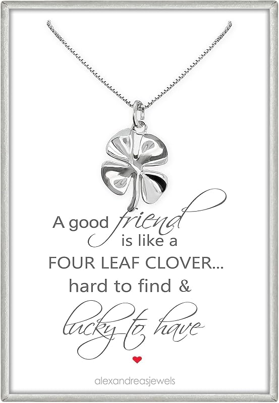 Sterling Silver Four Leaf Clover Necklace, Small Clover Leaf Necklace, Best Friend Gift Necklace, Clover Necklace for Women, 18 inches