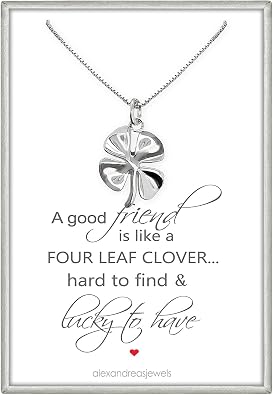 Sterling Silver Four Leaf Clover Necklace, Small Clover Leaf Necklace, Best Friend Gift Necklace, Clover Necklace for Women, 18 inches