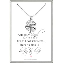 Sterling Silver Four Leaf Clover Necklace, Small Clover Leaf Necklace, Best Friend Gift Necklace, Clover Necklace for Women, 18 inches