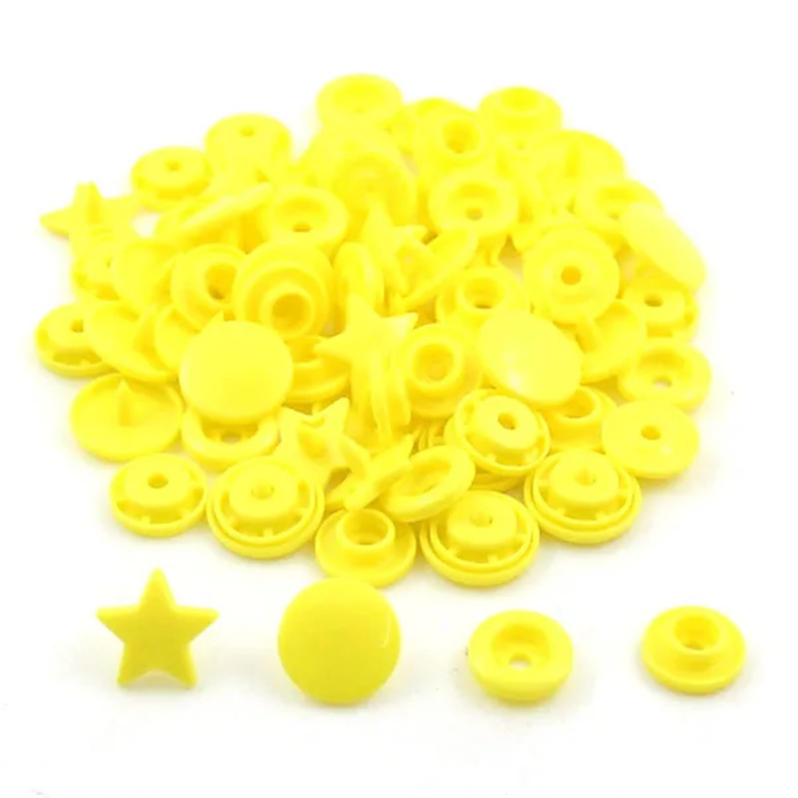 T5 Plastic Snap Buttons 200 Sets KAM Star Heart Decorative for Clothes Press Studs Fasteners Garment(B7 Star)