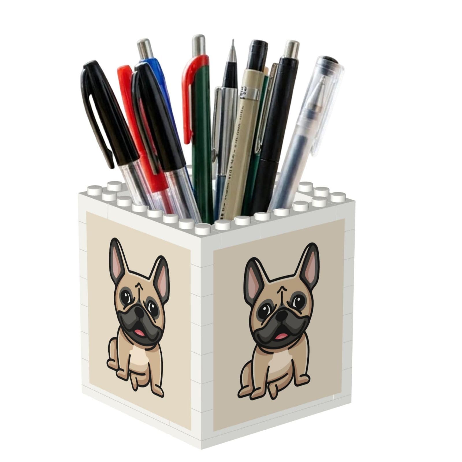 Poadnly French Bulldog, Pen Pot Pencil Holder for Office Home School, Compact Desk Organiser for Office Stationery