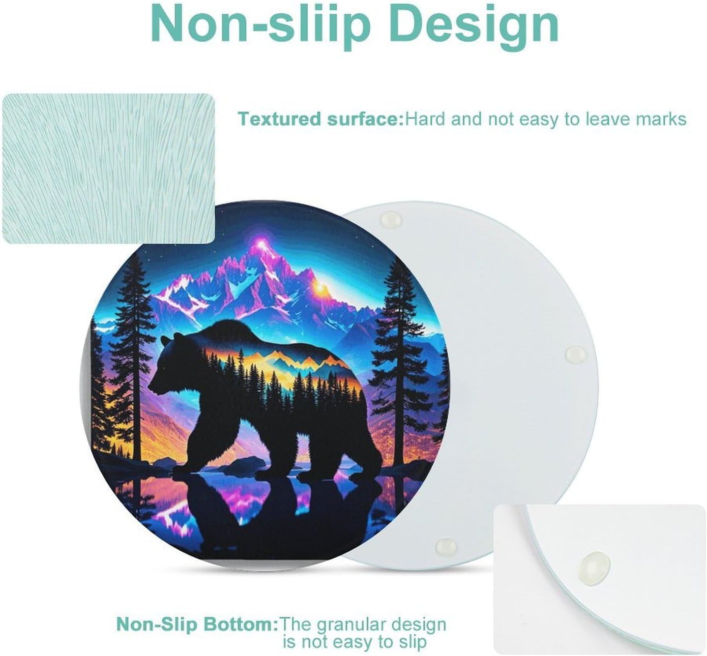 Bears And Mountain Scenery Tempered Glass Cutting Boards for Kitchen image 3