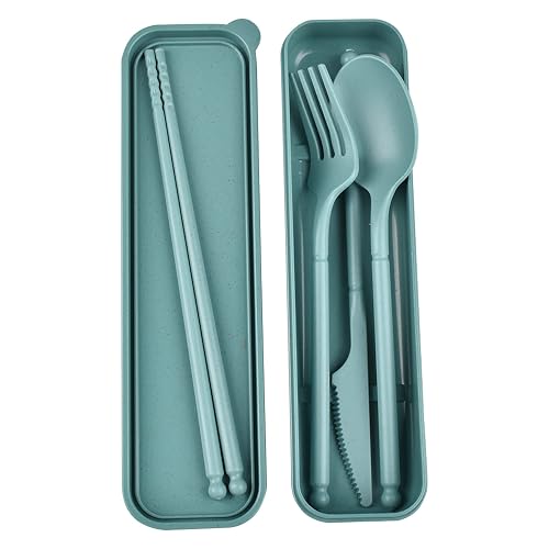 CUNTAUK Travel Utensils, Reusable Utensils Set with Case, Camping Plastic Cutlery